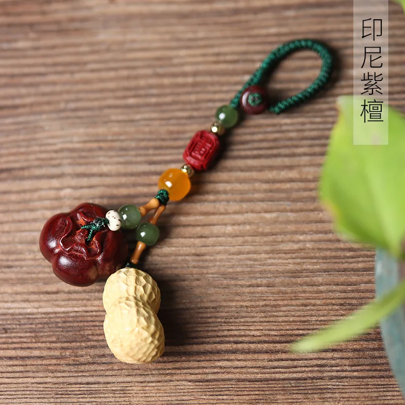 Boxwood Indonesia Rosewood DIY May Good Things Happen Keychain Hanging Piece Pendant Men and Women Decoration ManBackpack Chamrs