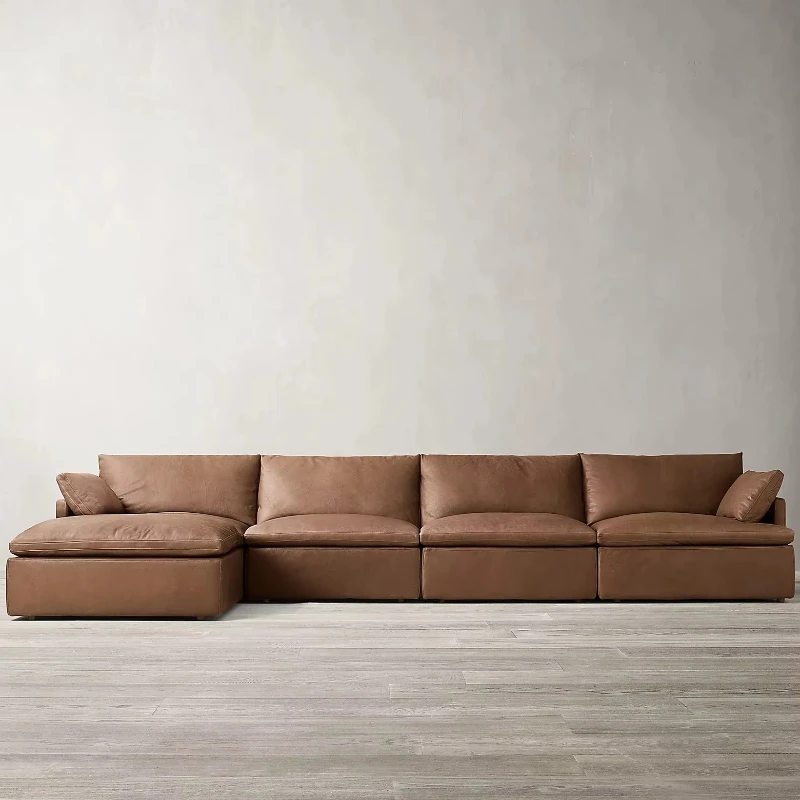

Leather combination sofa villa club home living room furniture