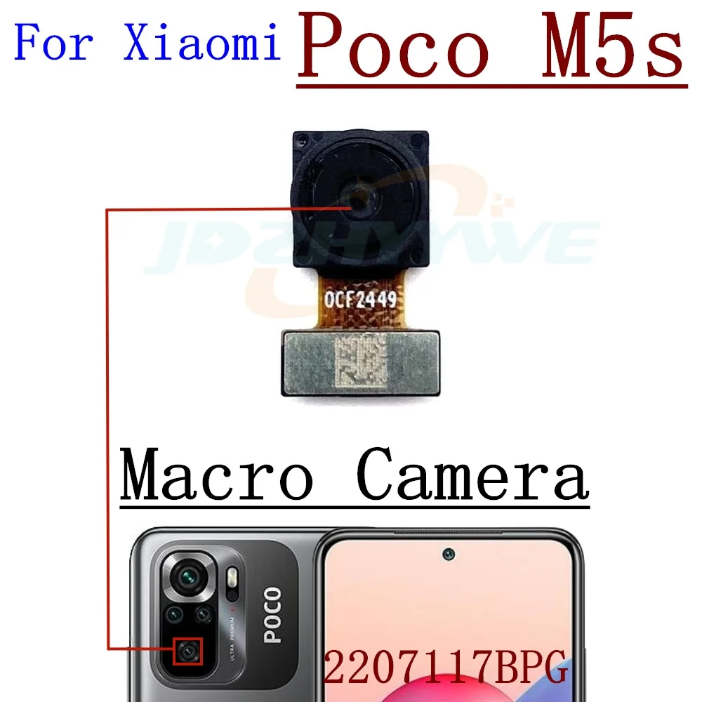 Front Back Main Camera For Xiaomi Poco M5s 2207117BPG Frontal Selfie Facing Rear Big Camera Flex Cable Replacement Part