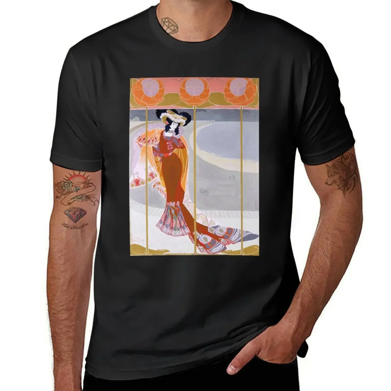 ?légante sur la plage by Georges de Feure T-Shirt boys whites custom shirt shirts graphic anime clothes designer t shirt men