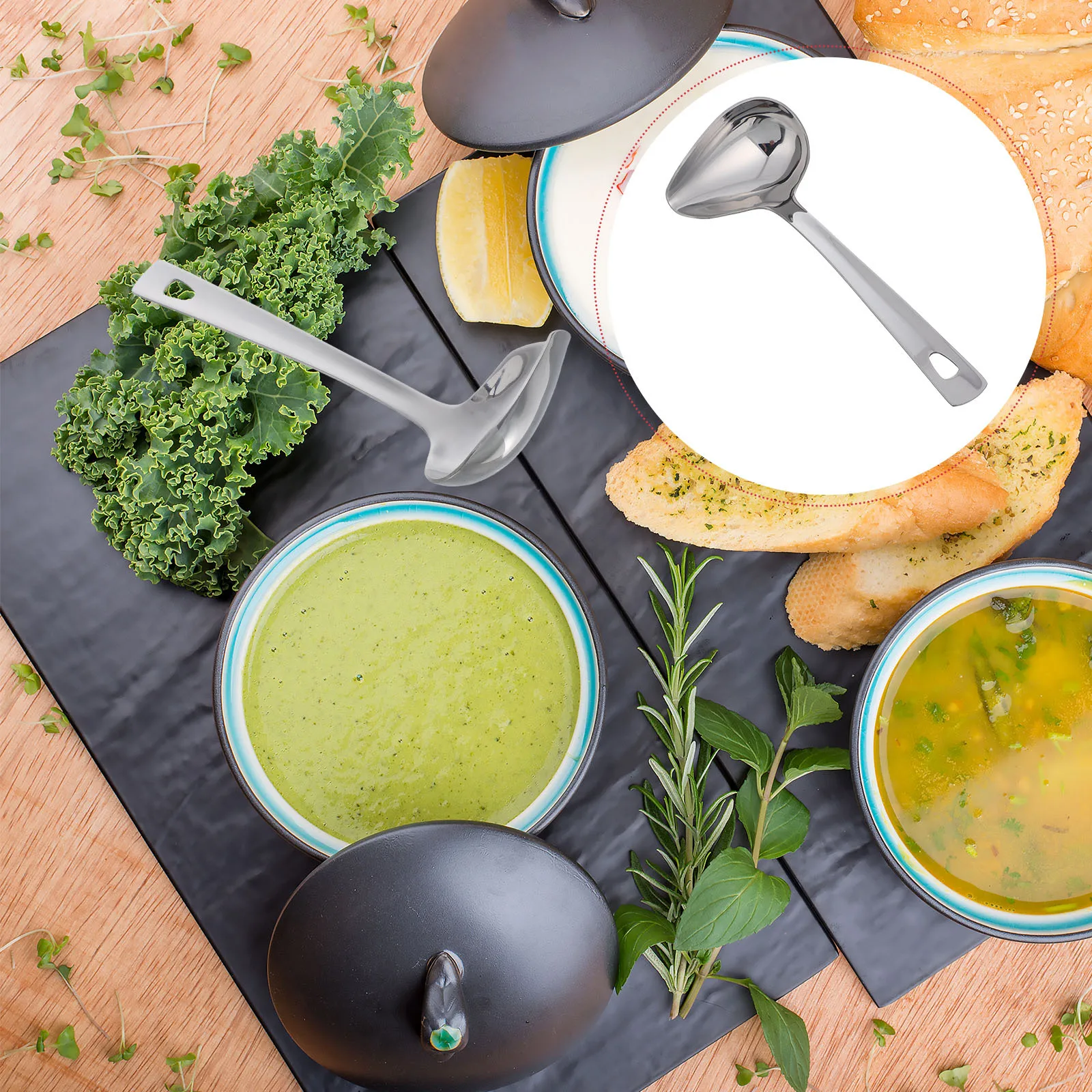 

Stainless Steel Sauce Ladle Spout Ergonomic Handle Soup Sauce Salad Dressing Ketchup Multifunctional Cooking Serving