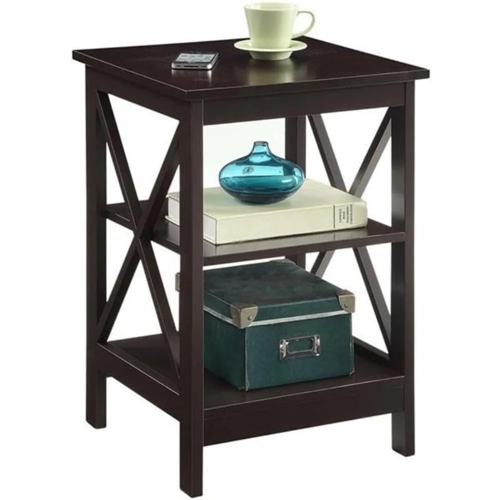 

Convenience Concepts Oxford End Table 15.75 - Modern Living Room Table with Storage Shelves, Transitional Nightstand Side Table