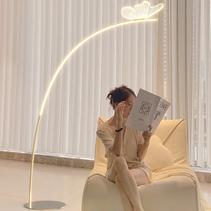 Butterfly floor lamp, ambient light next to the sofa in the living room luxury, cream wind, bedroom bedside fishing lighting