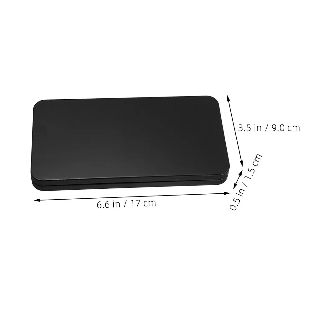 2Pcs Black Metal Cash Box with Lid Rectangular Money Organizer for Bills Coins Checks Receipts Small Safe Storage Container