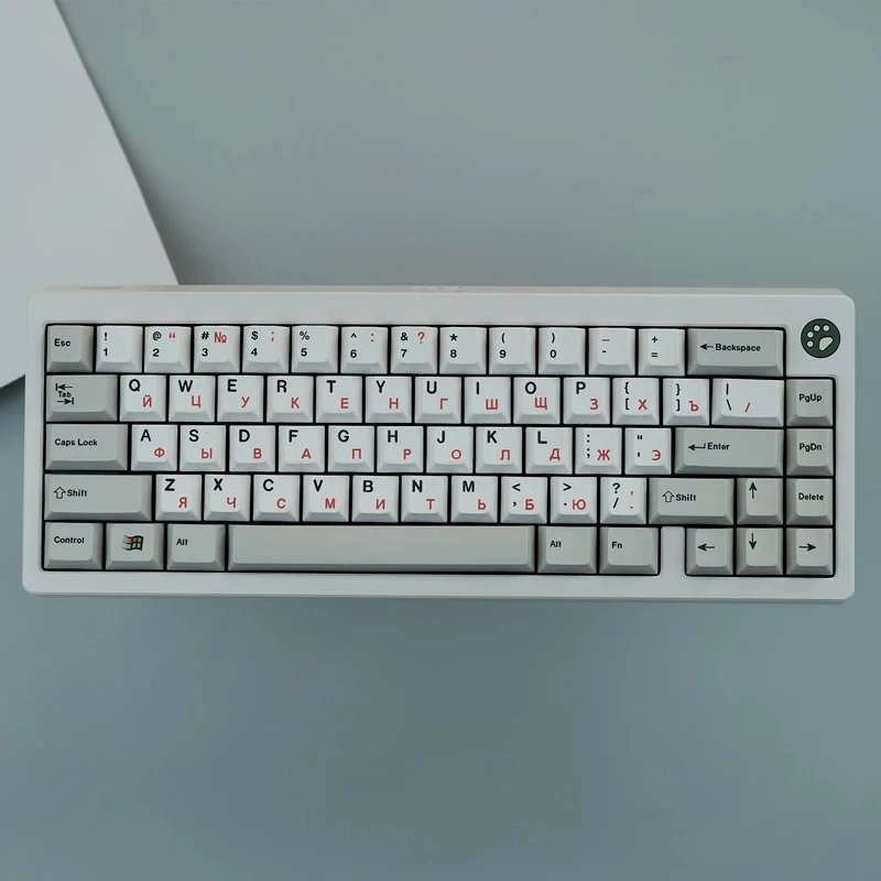 Russian Grey White Keycaps 128 Key/Set PBT Dye Subbed Keycap GMK Originative Mechanical Keyboard Key Caps Cherry Profile