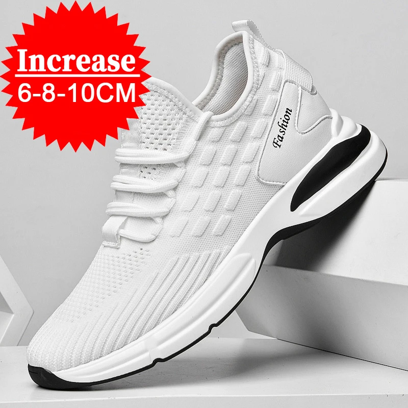 Breathable Mesh Elevator Shoes Men's Sneakers Height Increasing Shoes Leisure Sports Taller Shoes Man Increase Shoes Insole 8cm