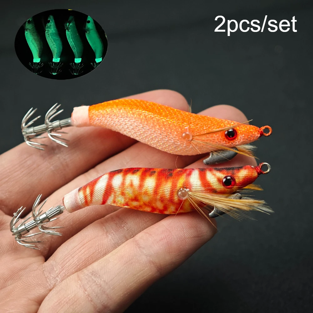 Ackibbik 2 pçs/set camarão camarão isca de água salgada camarão isca de pesca lula gabarito isca polvo choco acessórios de pesca