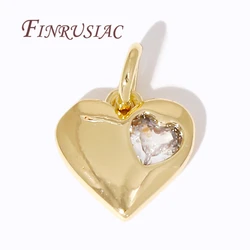 18K Gold Plated Brass with Zircon Heart Charms For Jewelry Making Supplies,Metal Pendants Accessories For Earrings DIY Crafts