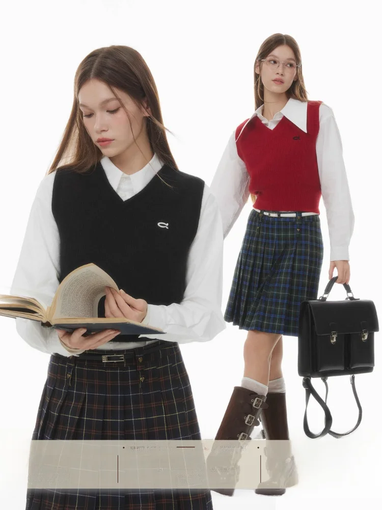 

Красный медведь Мех Шерстяной вязаный свитер с V-образным вырезом Жилет Yawhat Cisas Новогодняя мода Многослойная внутренняя одежда ort Sle Commute