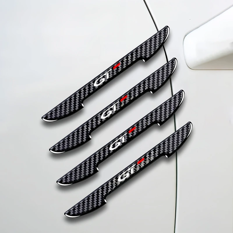 4PCS Carbon Fiber Protective Strip Car Side Door Edge Protector Anti-collision Sticker For Peugeot gt gti gtline Car Accessories