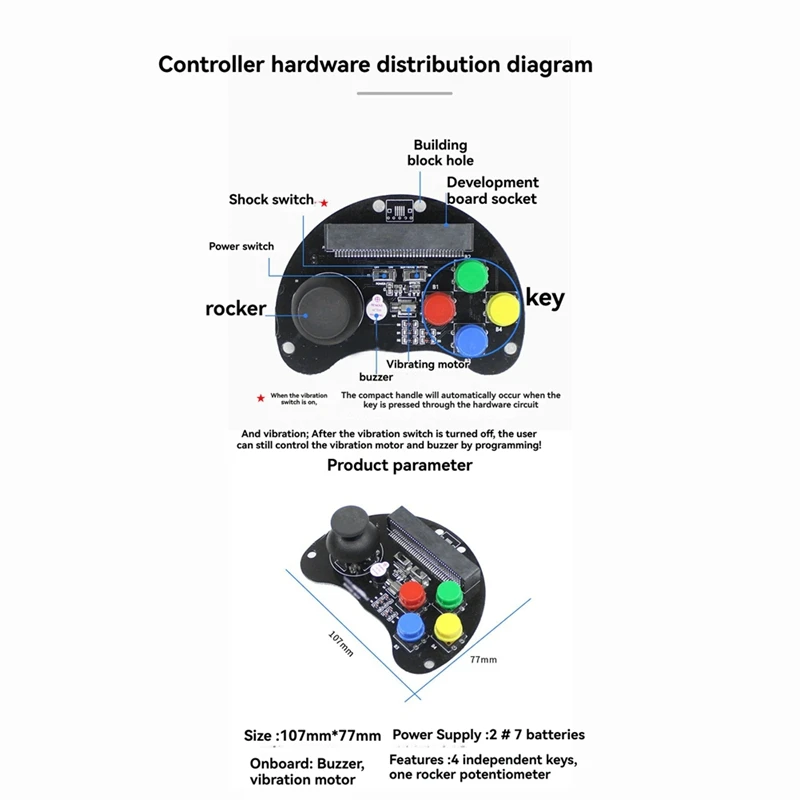 Robot Car Remote Control Handle Game Joystick, Breakout Expansion Board for Micro-Bit V1.5 Educational Toy for Kids-DTD2