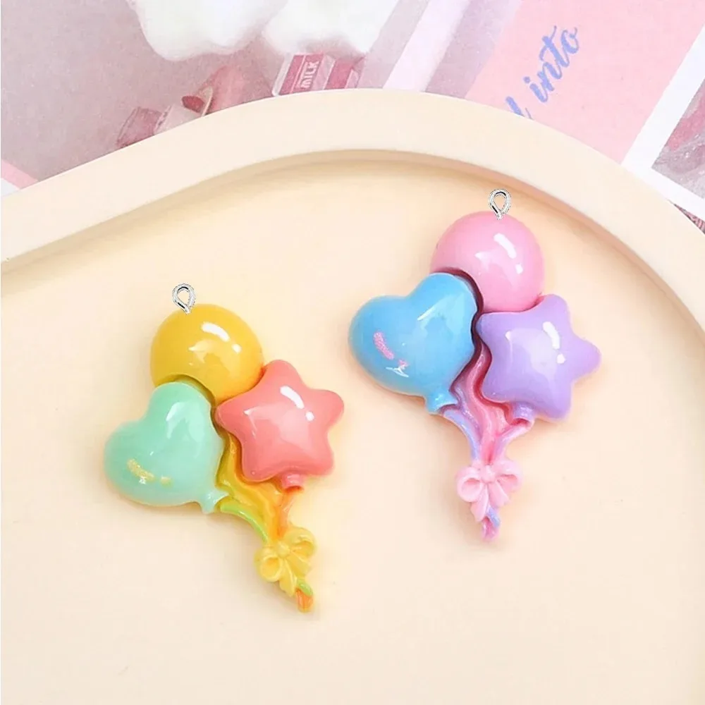 10Pcs Flat Back Shiny Heart Balloon Charms