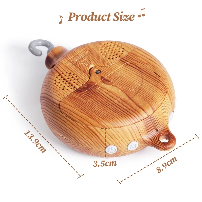 Revolving Music Box For Newborns Baby Crib Imitation Wood Color Hanging Rattle Baby Soothing Musical Toys 0-12 Months Baby Gift