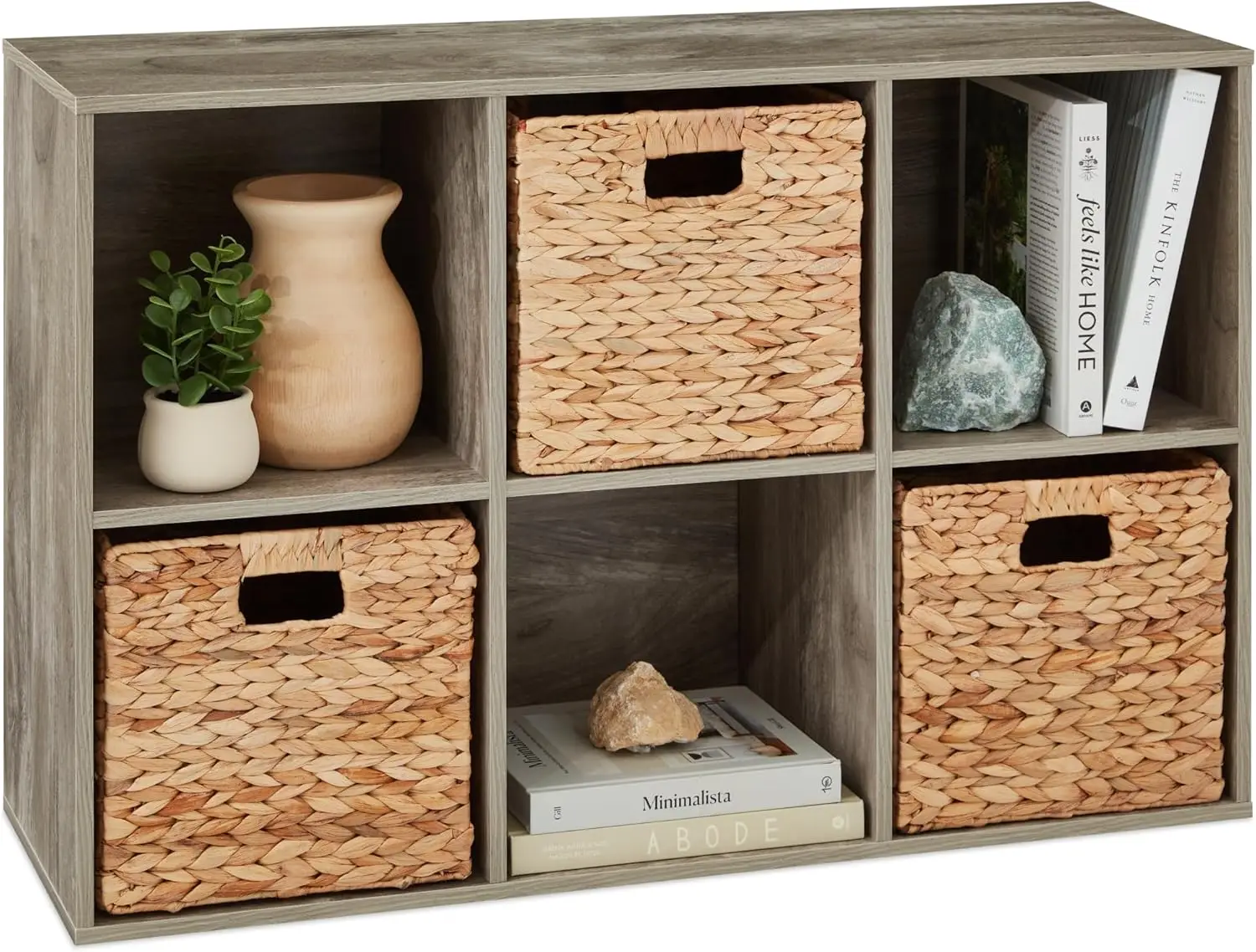 

6-Cube Storage Organizer 11in Shelf Opening Bookcase Display Shelf Customizable w 3 Removable Back Panels u2013 Greige