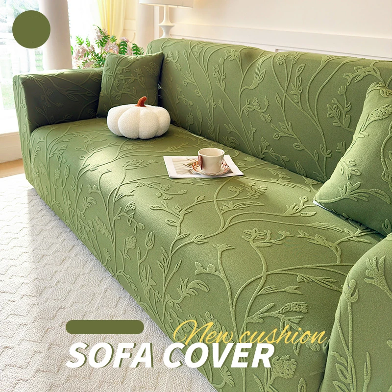 New Soft Vine Carved Velvet Sofa Cover Solid All-Inclusive Anti-Slip Elastic Couch Slipcover Adjustable Anti-Stain Home Textile