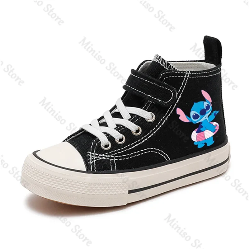 Girl Boys Kids Canvas Shoes Casual Cartoon Lilo Stitch Sport Shoes Children Fashion Print Shoes  white black Tennis1030