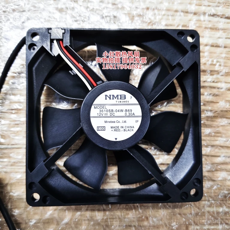 NMB 3610SB-04W-B69 E00 DC 12V 0.30A 90x90x25mm 3-Wire Server Cooling Fan