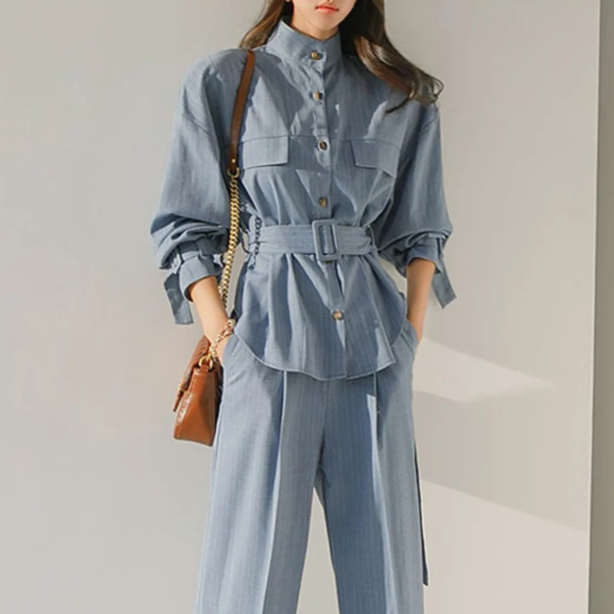 KWTX Elegant Women's Striped Long Sleeve Blouse, Tie Waist Slim Fit Shirt, Fall Fashion Tops With Cuff Ties, Chic Casual Wear