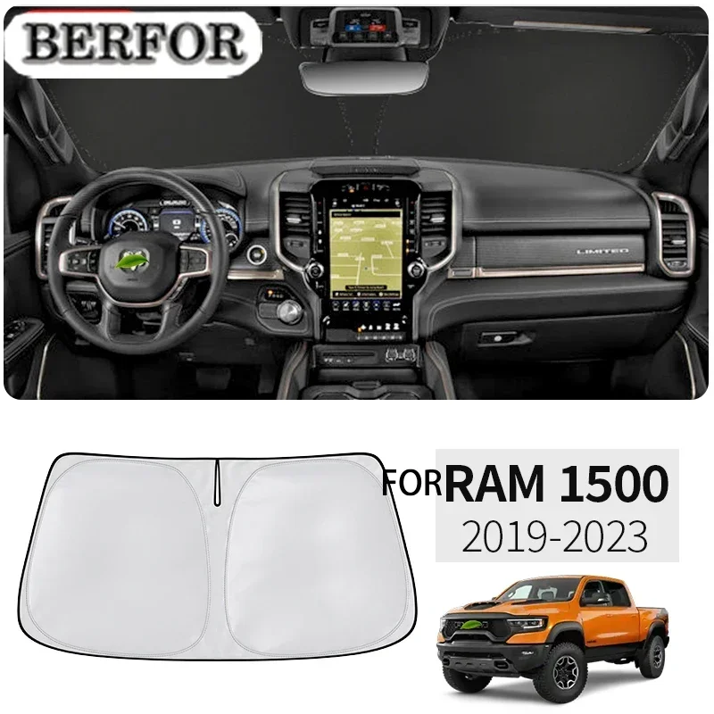 

For Dodge Ram 1500 2019-2023 Car Styling Nano-Insulat Windshield Sunshade Front Window Sun Shade Visor Auto Interior Accessories