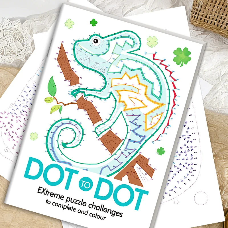 

Альбом для рисования на 32 цветных страницах с точками и линиями, тренировка навыков владения ручкой, соединение узоров по точкам и линиям, 32 темы с животными