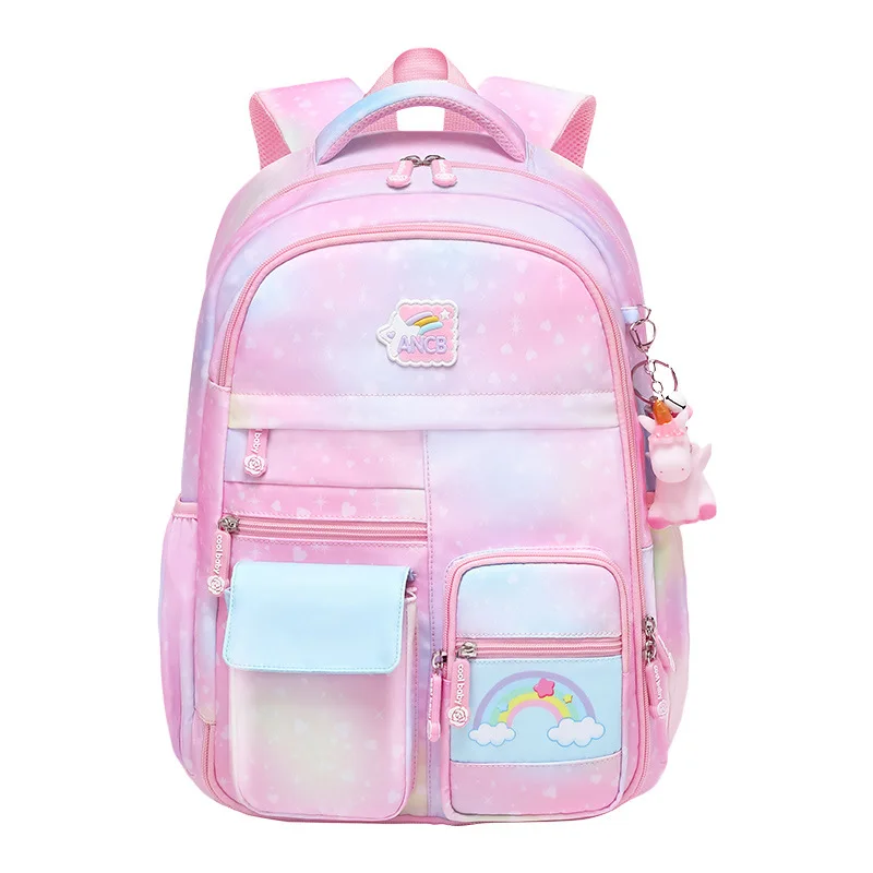 Mochila escolar primária para meninas, mochila de grande capacidade, gradiente, fofa, nova, de 1 a 6 anos, 2020