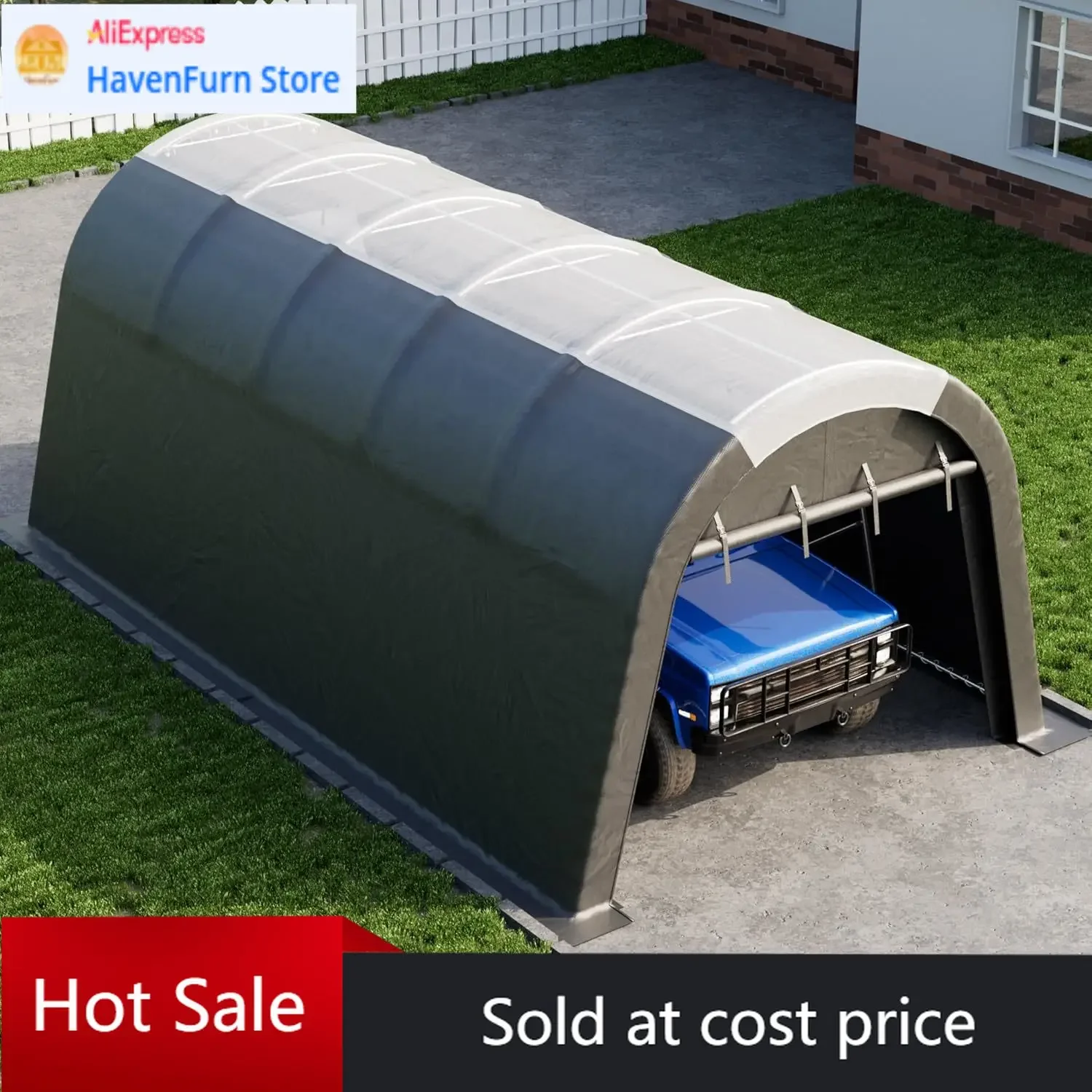 

Портативный гараж Activity Price Skyview 12x20 футов, усиленный металлический каркас, водонепроницаемое укрытие для автомобилей, фургонов, квадроциклов, полупрозрачный.