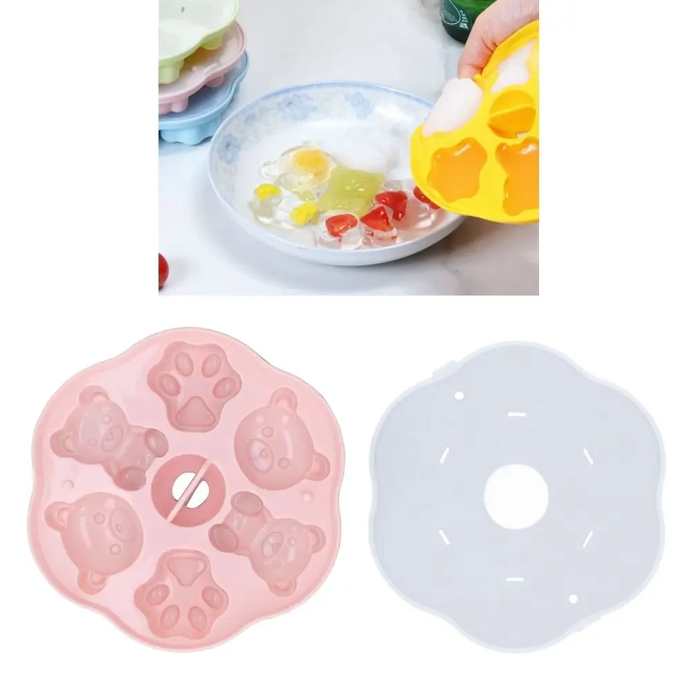 Cute Silicone Ice Cube Tray With Lid Bear Cat Shape Pudding Mold Non-Stick Surface Cake Mould Home view 3