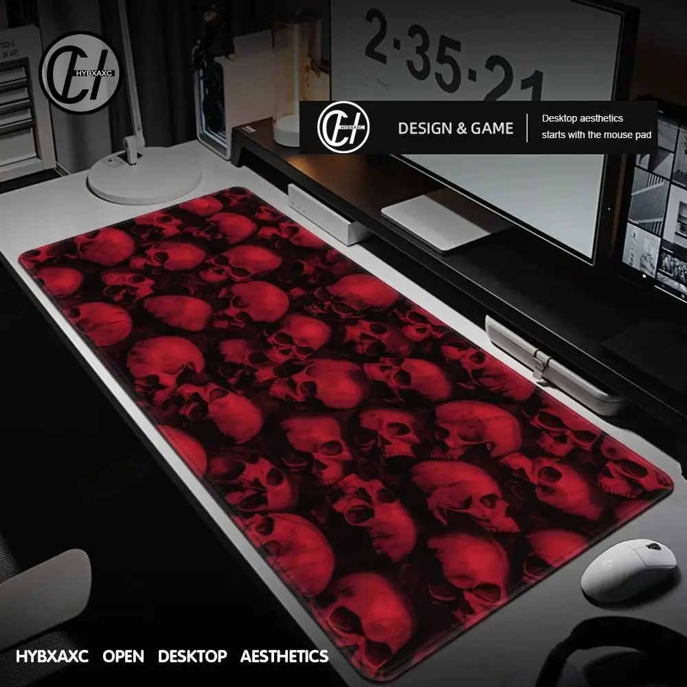 1 Stück Rotes Skelett-Totenkopf Gaming-Mauspad Großes Computer-Mauspad PC-Gamer-Mausmatte Laptop-Büro-Mauspad Tastaturmatte Schreibtischunterlage