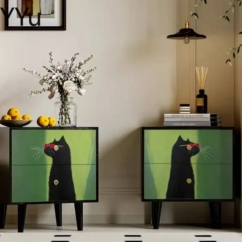 Wood Drawer Nightstands Nature Black Trendy Antique Vintage Nightstands Bedside Storage Muebles De Dormitorio Bedrooms Furniture