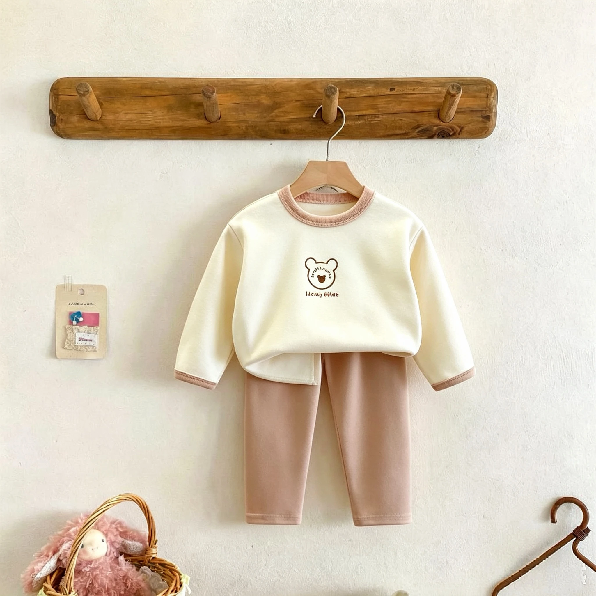Kinderkleidung für 1-6 Jahre, Langarm-Anzug, einfaches, bequemes Unterwäsche-Set für Kleinkinder, Hauskleidung, Herbst-Pyjama-Set, 2-teiliges Set für Kinder – Detail 2