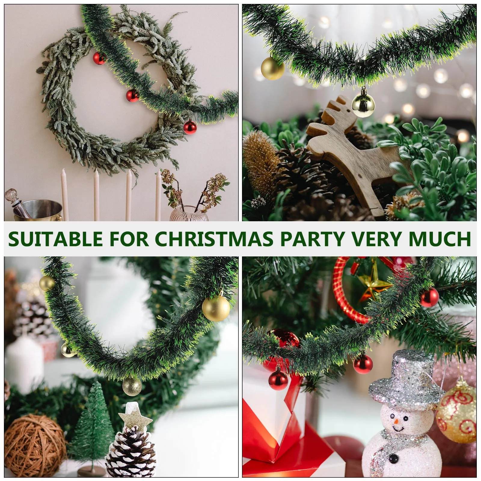 

2pcs Super Long Christmas Tinsel Garlands With Colored Balls Xmas Tree Embellishment Holiday Home Decor Supplies Scene Layout