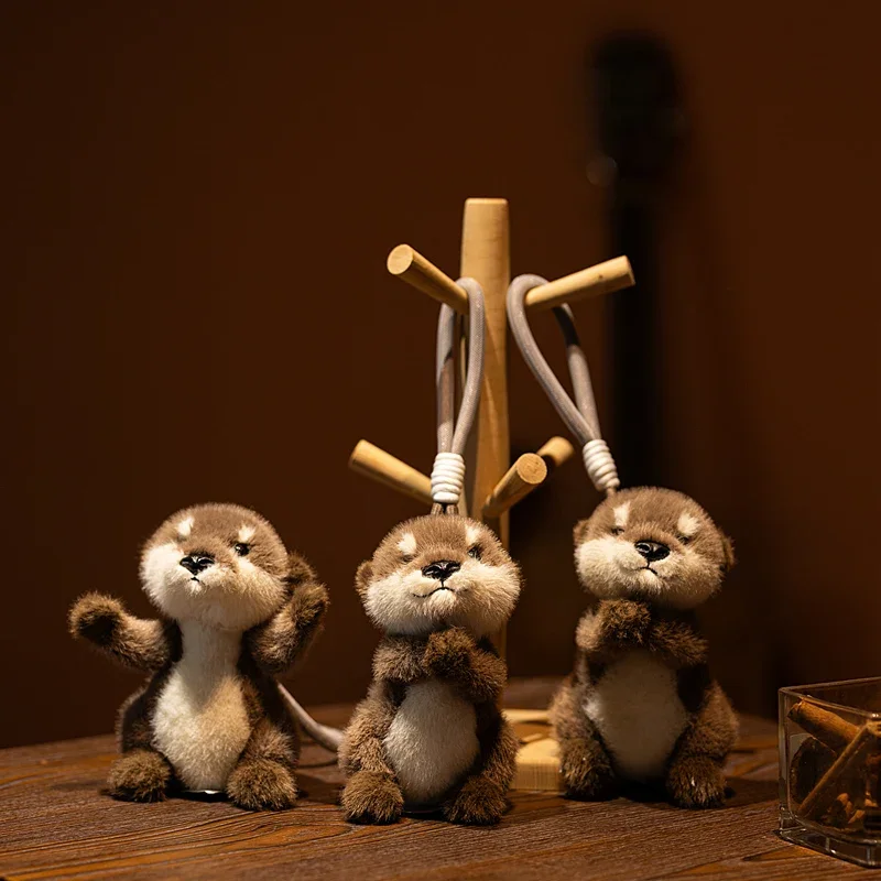

Adorable Otter Plush Keychain Cute Stuffed Otter Animal Key Ring Soft Lifelike Otter Doll Pendant for Bag & Key Decoration