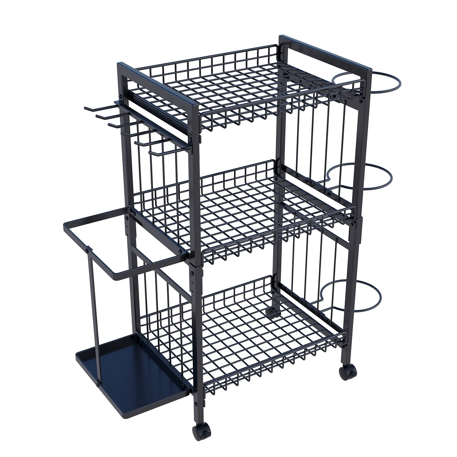 

Movable Pulley Storage Rack Dinnerware Pot Tools Storage Basketball Fitness Equipment Holder Yoga Mat Movable Basket