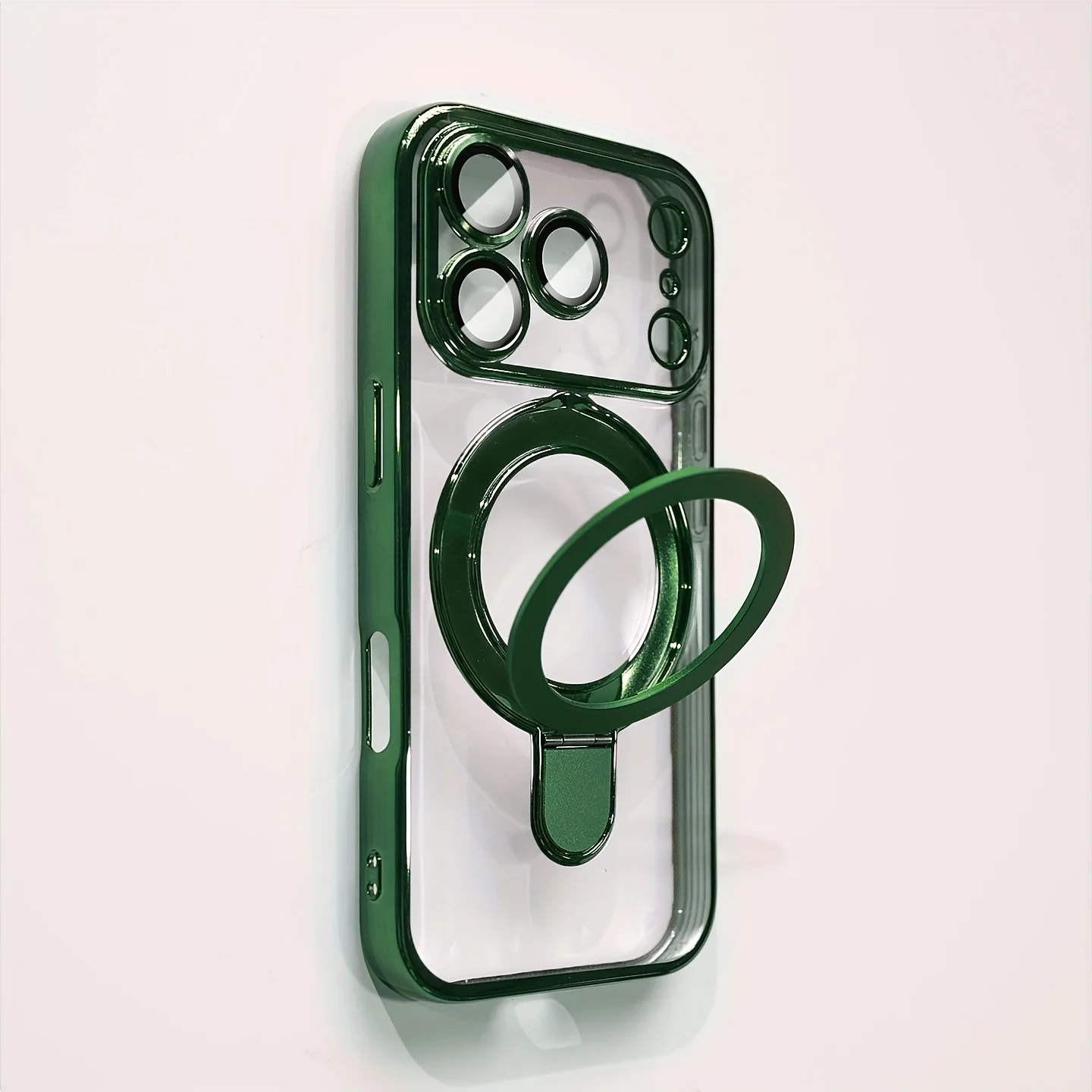 Transparente, plattierte, kabellose, magnetische Hülle für iPhone 18 17 16 15 14 13 Pro Max mit Linsenschutzhalterung und Rückabdeckung