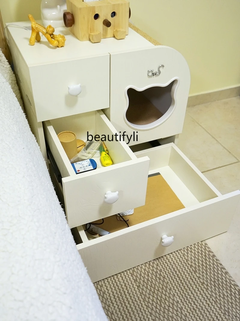 Cat Shared Furniture Solid Wood Anti-Cat Bite Line Bedside Table Nest Sisal Cat Scratch Board