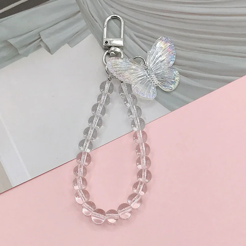 Harajuku Korean Version Transparent Rhinestone Butterfly Bear Shaped Flower Kerchain for Women Trendy Exquisite Cool Accessories