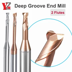 YZH Deep Groove End Mill HRC55 2 Flutes MIcro-Diameter Tungsten Steel Long Clearance Long Neck CNC Flat head  D1 D1.5 D2 D2.5 D3