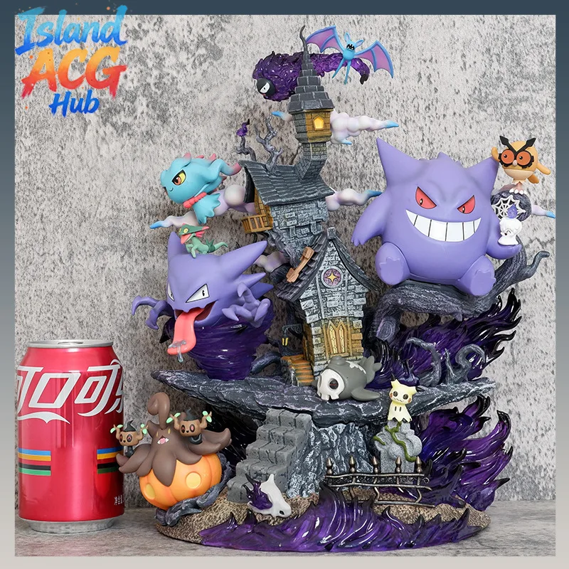 

Pokemon Ghost Type Evolution Set Gengar Gastly Haunter Figure Bucket Family Group Statue Model Collection Ornament Gift
