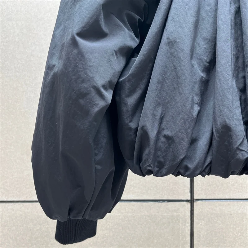 Immagine 7: Giacca imbottita da donna, nuova collezione autunno 2026, giacca spessa in maglia a coste con inserti, collo alto, antivento, cappotto invernale da donna.