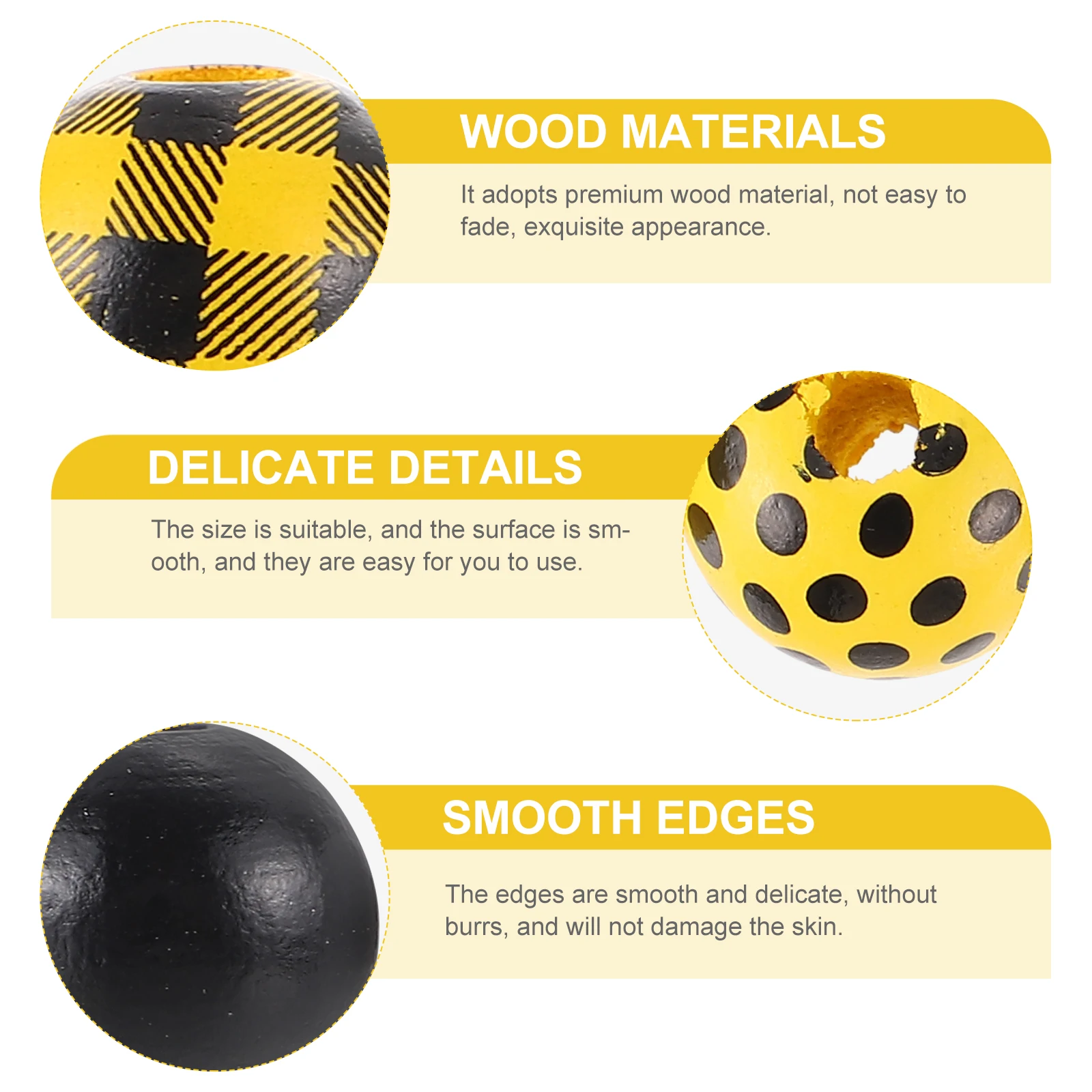 

150pcs Diy Wooden Beads Decorative Craft Beads Smooth Premium Wood Charms For Bracelet Making Handmade Gifts Wedding Decor