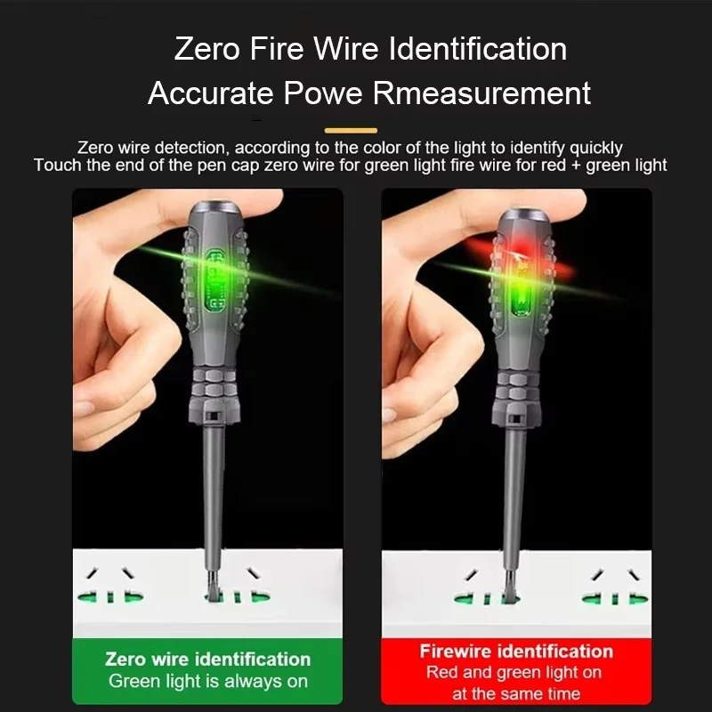 Multifunctional Electrician Test Screwdriver AC Non-contact Induction Test Pen Voltage Tester 70-600V Red Green Induction Lights image 6