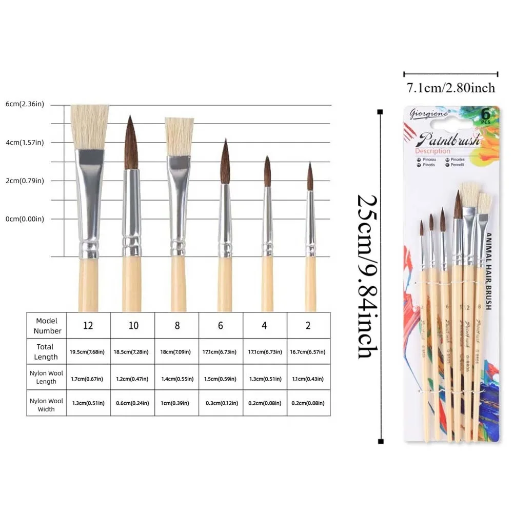 12pcs Coffee Soft Fiber Paint Brush Set Lightweight Plastic Nylon Painting Pen Classical Traditional Hook Line Pen Writing