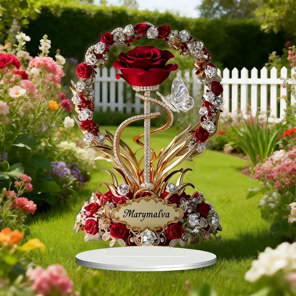 1 Peça de Decoração Elegante para Mesa com Flor Rosa, Suporte de Acrílico com Borboleta, Perfeito para Decoração de Casa e Casamento