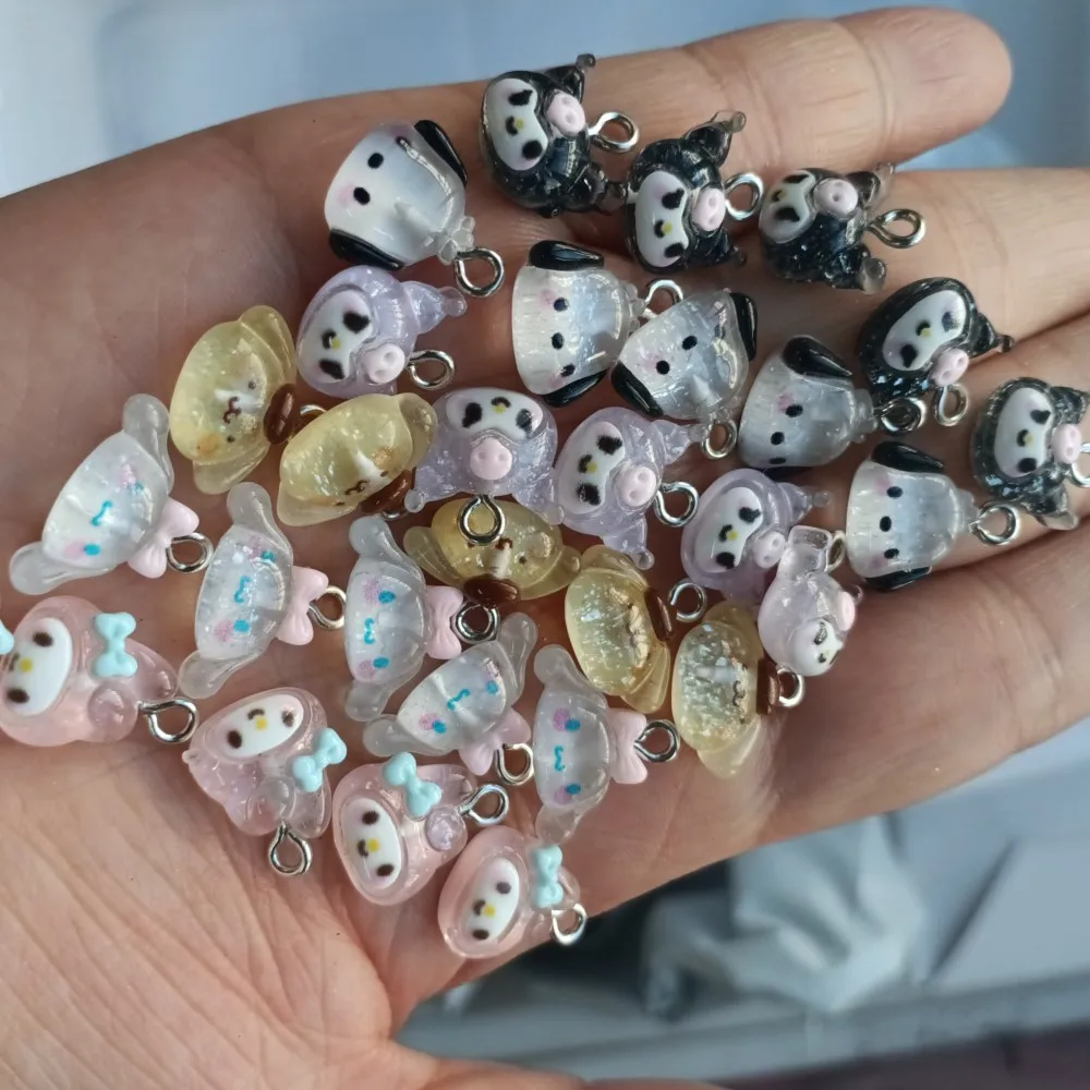 30pcs Sanrio Cartoon Characters Nail Jewelry Charms Kawaii Kuromi Melody Nail Rhinestone Gems for Manicure Decoration DIY Crafts