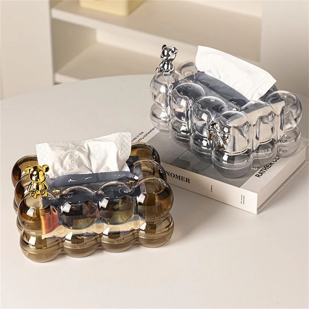 Nordic Light Luxury High Beauty Tissue Box Home Living Room Tea Table Tissue Storage Box Creative Personality Transparent Paper