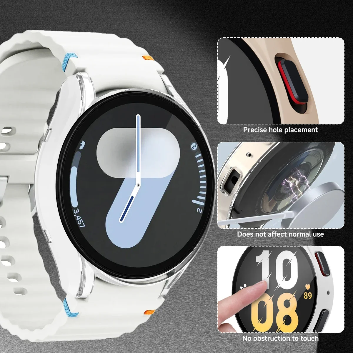 Tempered Glass+Case for Samsung Galaxy Watch 7 44mm 40mm Protector Screen All-Around Bumper Cover for Galaxy Watch 6 40mm 44mm