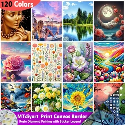 Flower Rose Diamond Painting 120 Colors With Sticker Legend Print Canvas Border Abstract Home Decor Hobby