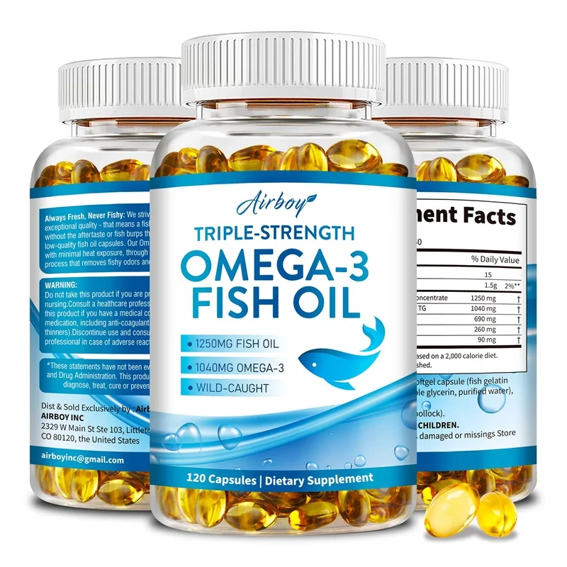 

Omega 3 Fish Oil - for Nervous System, Skin, Hair & Joint Health, Boosts Metabolism, Strengthens Immune System