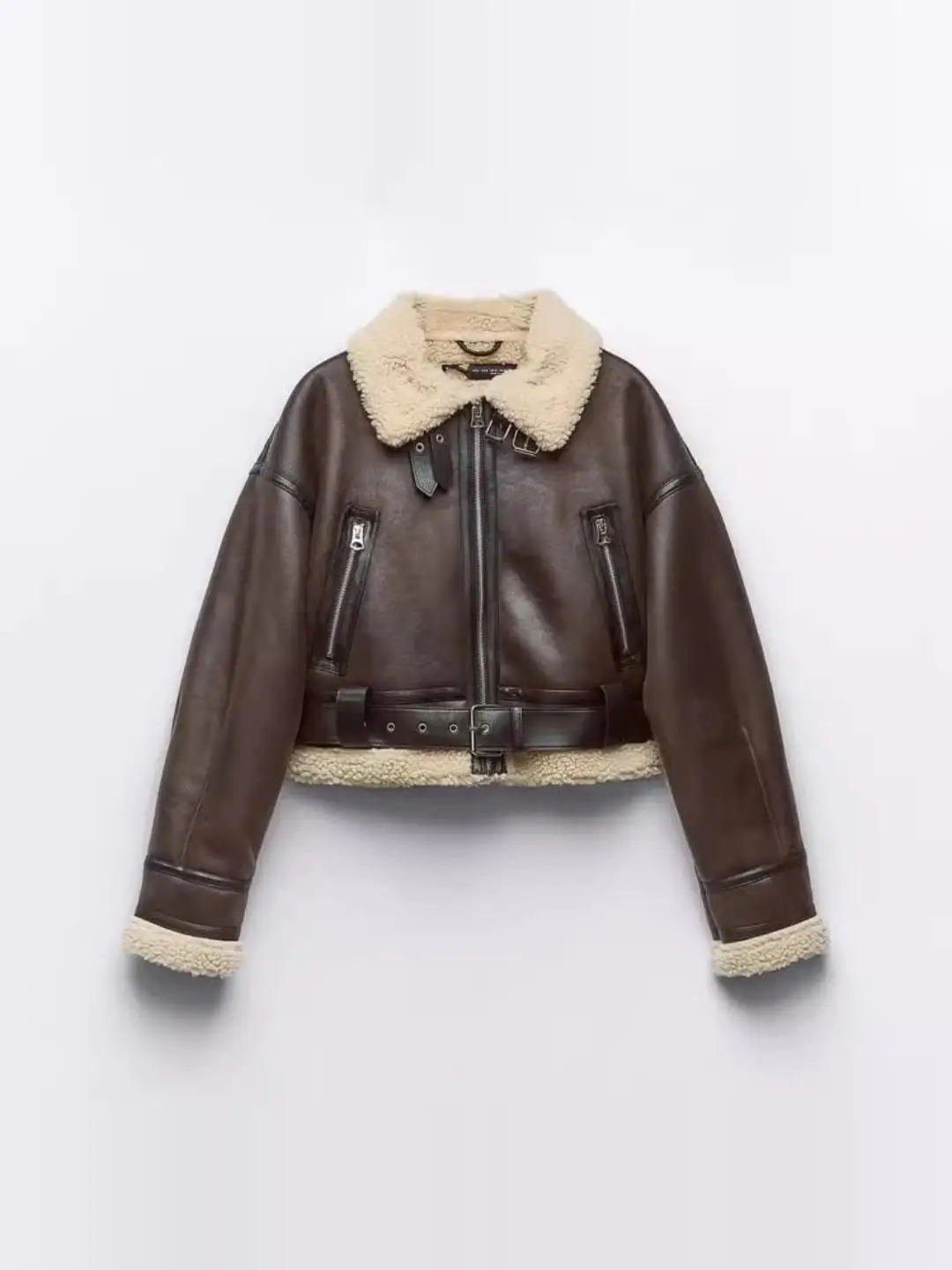 Jaet ort col Double face fourrure d'agneau vêtements d'extérieur pour femmes nouveau automne hiver Faion trajet Sle coupe ample fermeture à glissière