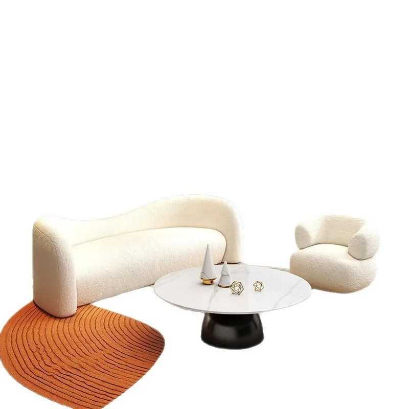 

Nordic cream style sofa small apartment living room light luxury curved sofa beauty salon special-shaped sofa